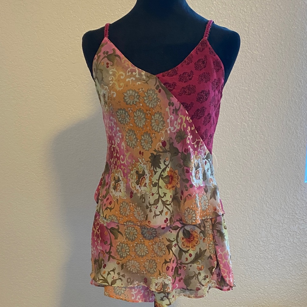 Victoria's Secret Pink and Orange Floral Pajama Top